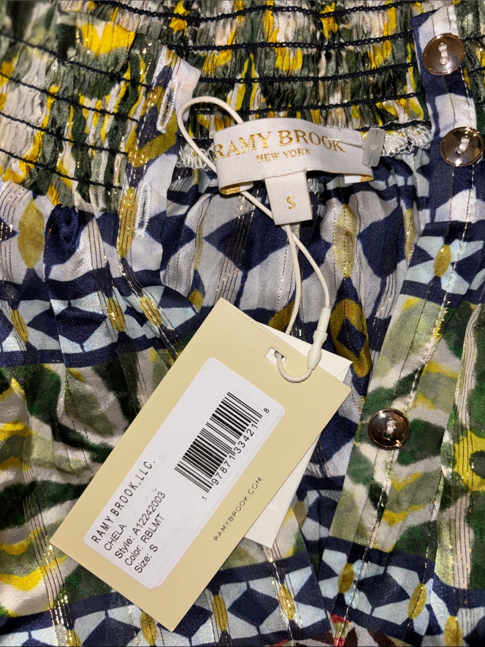 Ramy Brook Chela Printed Silk Blouse NWT - Picture 8 of 9